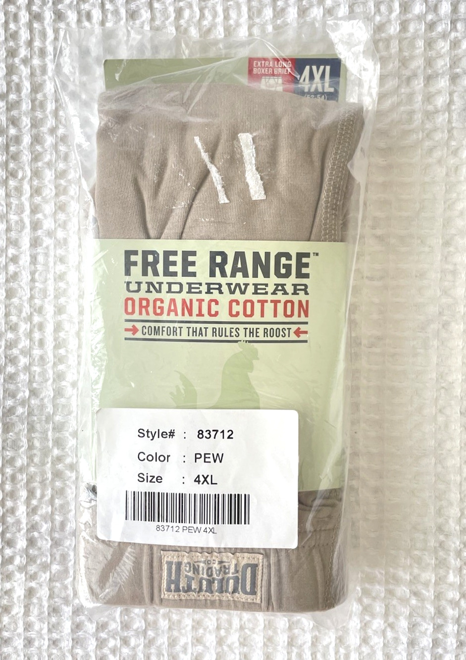 NWT  Duluth Trading Menx Size 4XL Extra Long Free Range Underwear Organic